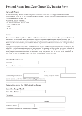 Personal Assets Trust ISA Transfer Form