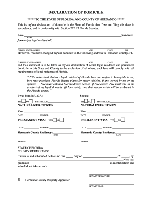 Florida Declaration of Domicile