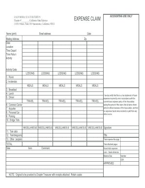 California State Retirees Expense Claim Form