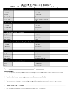 Student Permission Waiver