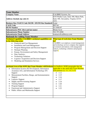 Team Member Information Form