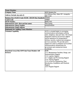 Team Member Information Form
