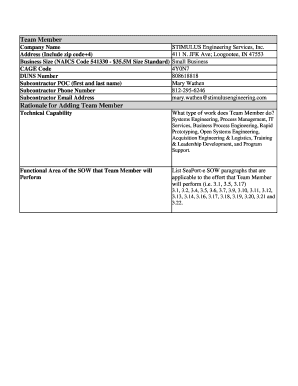 Team Member Information Form