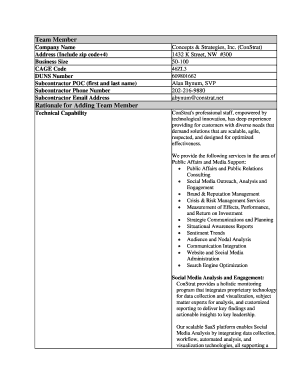 Team Member Information Form