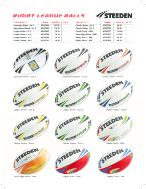 Rugby League Equipment Order Form