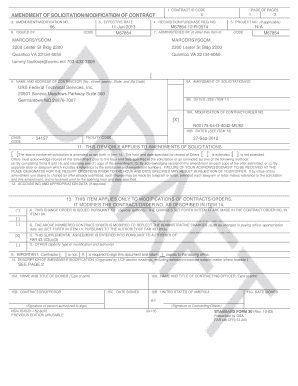 US Federal Contract Modification Form
