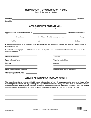 Application to Probate Will