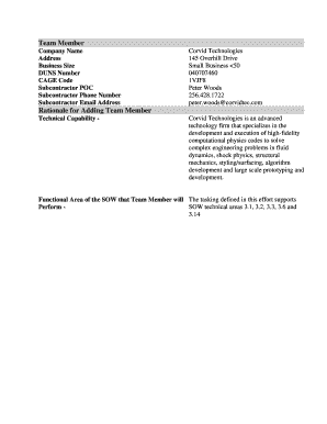 Team Member Information Form
