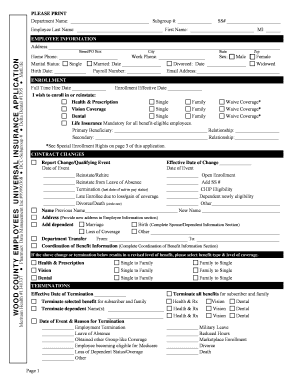 Wood County Employee Universal Insurance Application