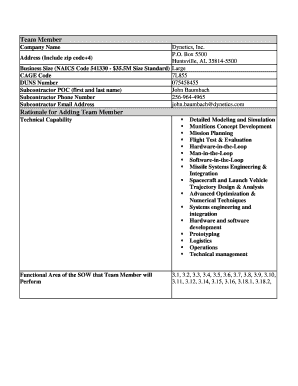 Team Member Information Form