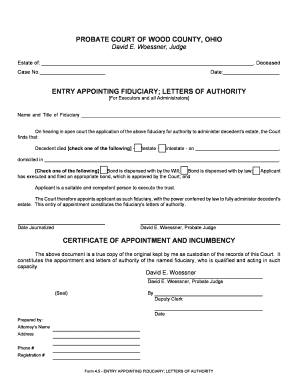 Ohio Probate Court Fiduciary Appointment Form