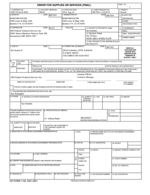 US Federal Order for Supplies or Services