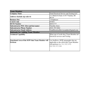 Team Member Information Form
