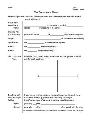 Algebra 1 Coordinate Plane Notes