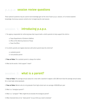 PAPA Session Review Questions
