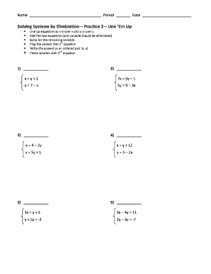 Solving Systems by Elimination Worksheet