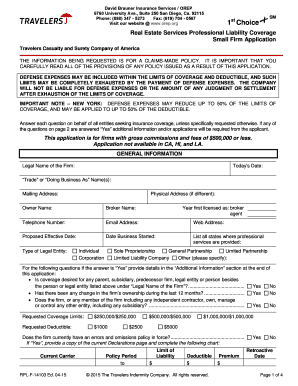 Real Estate Professional Liability Insurance Application