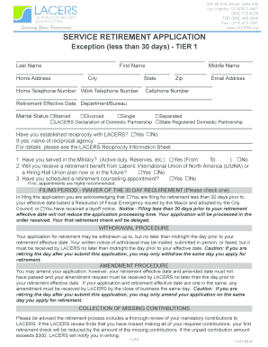 Service Retirement Application