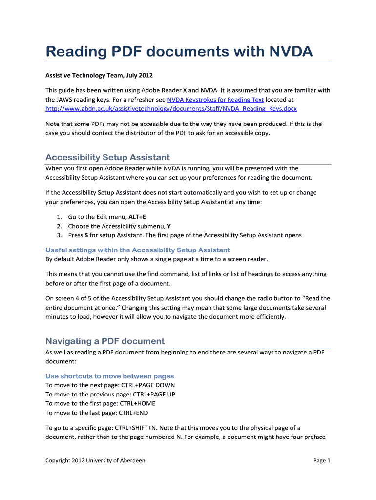 Fillable Online Reading PDF files with NVDA using acrobat? Or a web