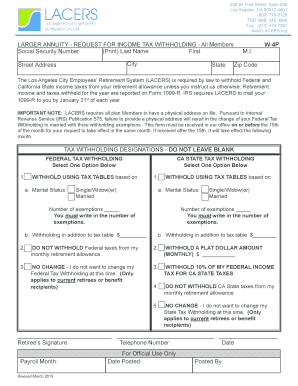 LACERS Larger Annuity Tax Withholding Request