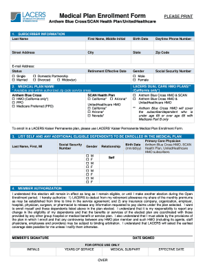 LACERS Medical Plan Enrollment Form