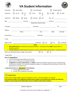 Fillable Online vvc VA Student Information - Victor Valley College Fax ...