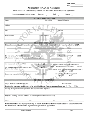Application for AA or AS Degree
