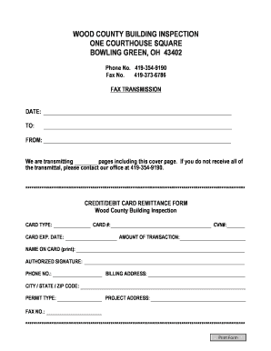Wood County Building Inspection Credit Card Remittance Form