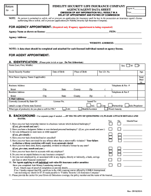 Fidelity Security Life Insurance Agent Appointment Form