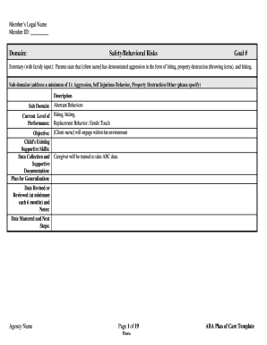 ABA Plan of Care Template