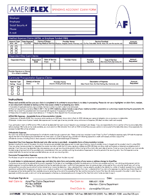 AmeriFlex Spending Account Claim Form