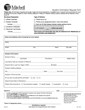 Student Information Request Form - bmitchellccedub
