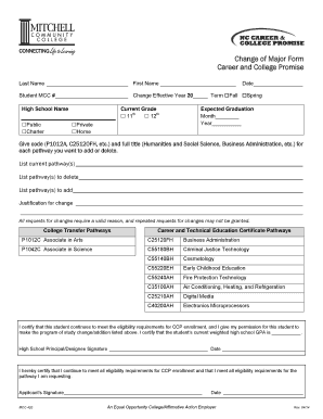 Change of Major Form
