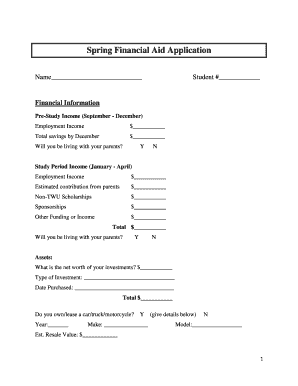 TWU Financial Aid Application