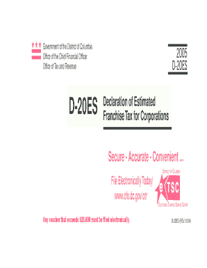 DC D-20ES Franchise Tax Declaration