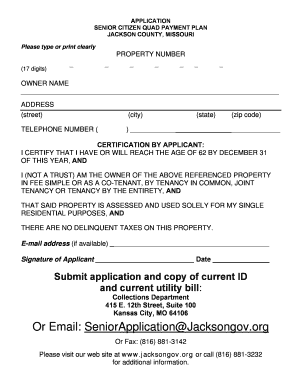 Senior Citizen Quad Payment Plan Application