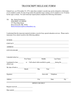 Transcript Release Form