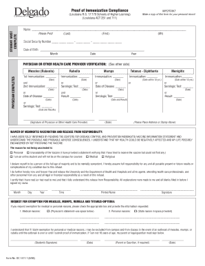 Louisiana Immunization Compliance Form