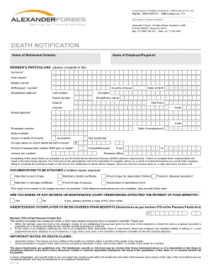 Death Notification Form