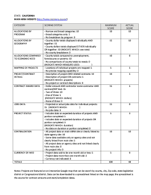 California ARRA Project Evaluation Form