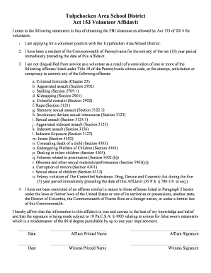 Pennsylvania Act 153 Volunteer Affidavit