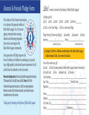 Babe Ruth League Alumni Pledge Form