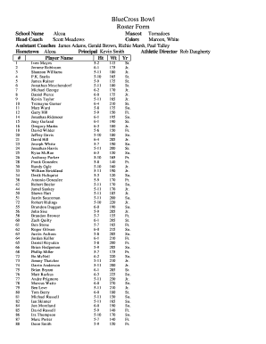 BlueCross Bowl Roster Form