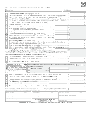 Oklahoma Nonresident Income Tax Form 511NR