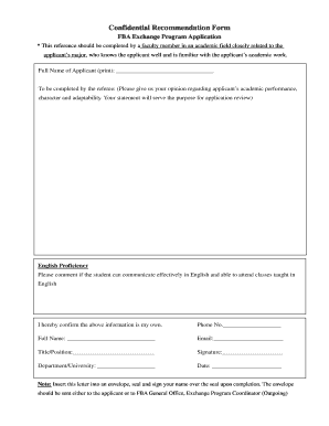 Confidential Recommendation Form