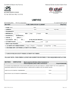 Medical/Dental Accident Claim Form