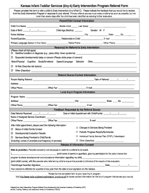 Kansas Infant-Toddler Early Intervention Referral Form