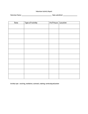 Volunteer Activity Report