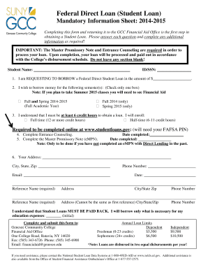 Federal Direct Student Loan Application Form