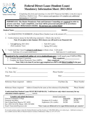 Federal Direct Student Loan Application